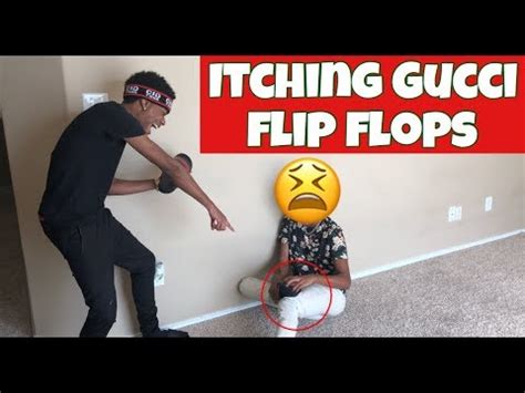 ITCHING GUCCI FLIP FLOPS PRANK ON CHRIS!! 